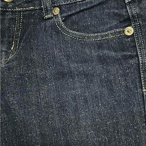 VANILLA STAR SPARKLE Dark Wash Y2K Low Rise Bootcut Glitter Vintage Denim Jeans